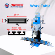Charger l'image dans la visionneuse de galerie, WEISS Milling Machine VM25L 1100W Brushless Motor Mill Drill MT3 R8 Variable Speed 2250rpm for Precision Machining