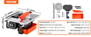 Bild in Galerie-Viewer laden, Amocart Wet Tile Saw 7-inch 65Mn Steel Blade 3500 RPM Induction Motor Tile Cutter Wet Saw Water Reservoir 0-45 Degrees Angle