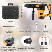 Charger l'image dans la visionneuse de galerie, Amocart 1600W Rotary Hammer Drill Max Drilling 42mm 3 Modes Max Corded Demolition Chipping Metal Concrete Breaker Jackhammer
