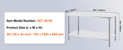 Load image into Gallery viewer, Amocart Stainless Steel Prep Table Commercial Heavy Duty Metal Worktable with 3 Adjustable Height for Restaurant and Home Use
