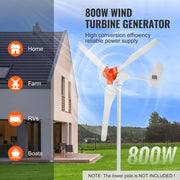 Load image into Gallery viewer, Amocart 500W/800W Wind Turbine Generator 12V Wind Turbine Kit Wind Power Generator with MPPT Controller for Home Farm RVs Boats