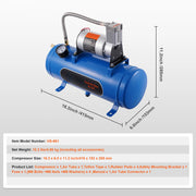 Charger l'image dans la visionneuse de galerie, Amocart 12V Air Compressor with Tank 3/6L Train Horn Air Compressor 120psi Air Compressor System for Train Horn/Inflating Tire