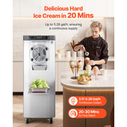 Load image into Gallery viewer, Amocart 2000/2400W Commercial Hard Ice Cream Machine with 6/10L 304 Stainless Steel Cylinder Auto Clean LED Panel for Snack Bar