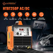 Load image into Gallery viewer, HITBOX AC/DC Aluminium Tig Welding Machine HBT250P HF TIG/MMA ARC Stick Welder with Pulse Argon Welding IGBT Inverter 2T/4T