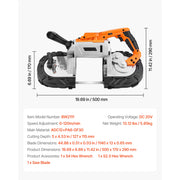 Charger l'image dans la visionneuse de galerie, Amocart 20V Portable Band Saw 2.5-In/5-In Deep Cut 360W Bandsaw 0-120/192 m/min Variable Speed with Brushless Motor Hang Hooks