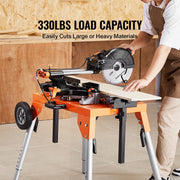 Bild in Galerie-Viewer laden, Amocart Miter Saw Stand with Tabletop and Wheels 330lbs Steel Collapsible Rolling Stand for Miter Saw Adjustable Height Length