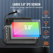 Bild in Galerie-Viewer laden, Amocart Endoscope Camera Dual Lens Borescope 5" Screen 1080P Inspection Camera with LED Lights Waterproof for Auto Plumbing