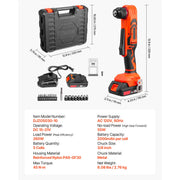 Charger l'image dans la visionneuse de galerie, Amocart Right Angle Drill 3/8Inch Chuck 90 Degree Cordless Right Angle Drill with Brushless Motor Battery Charger and Belt Clip