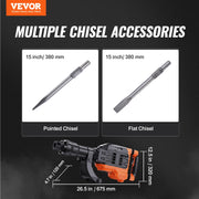 Load image into Gallery viewer, Amocart Demolition Jack Hammer 3500W Concrete Breaker 2pcs Chisel Gloves for Trenching 1900 BPM Heavy Duty Electric Jack Hammer