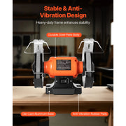 Load image into Gallery viewer, Amocart Bench Grinder 8-inch Single Speed Bench Grinder with Induction Motor Adjustable Eye Shield for Fast Sharpening Grinding