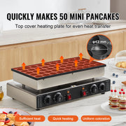 Load image into Gallery viewer, Amocart 50Pcs Mini Dutch Pancake Maker Dorayaki Baker Machine Commercial Non-stick Waffle Maker Dual Temp & Time Control