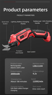 Load image into Gallery viewer, Cordless Electric Scissors 2 Blades Portable 4V Shears for Fabric Cloth Leather Cardboard Carpet DIY USB Cutting Tool 11000RPM