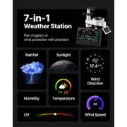 Bild in Galerie-Viewer laden, Amocart 7-in-1 Wi-Fi Weather Station & APP Control, 7.5-Inch VA Display Solar Powered Sensor, Indoor & Outdoor Weather Forecast