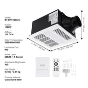 Charger l'image dans la visionneuse de galerie, Amocart Bathroom Exhaust Fan 80/110CFM High-Efficiency Ventilation 1.5sones Low Noise Operation Energy-Saving Bathroom Ceiling