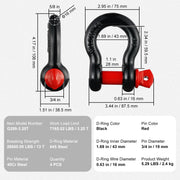 Charger l'image dans la visionneuse de galerie, Amocart 4pcs 5/8" D-Ring Shackle 8T 13T Breaking Strength Tow Hook with 3/4" Screw Pin for Truck Off Road Towing Accessories