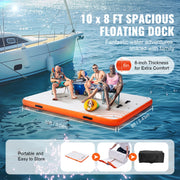 Charger l'image dans la visionneuse de galerie, SucceBuy Inflatable Floating Dock Non-Slip Water Floating Dock Mat with Detachable Ladder Floating Platform Island Raft for Pool