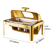 Load image into Gallery viewer, Amocart 9Qt Roll Top Chafing Dish Buffet Stainless Steel Chafer with Full Size Pan Visible Lid Rectangle Catering Warmer Server