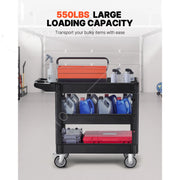 Charger l'image dans la visionneuse de galerie, with 360°Swivel Wheels Ergonomic Storage Handle for Warehouse/Garage/Cleaning Amocart 2/3 Shelf Utility Service Cart Heavy Duty