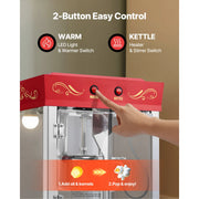 Charger l'image dans la visionneuse de galerie, Amocart Popcorn Machine with Cart Stainless Steel Kettle Popcorn Maker with 2-Button Control Glass Wall PC Door 1 Scoop 3 Spoon