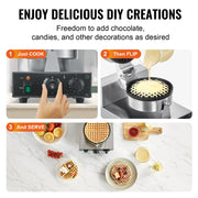 Bild in Galerie-Viewer laden, Amocart Commercial Waffle Maker 1230W Round Waffle Baker Machine Non-Stick Stainless Steel Belgian Waffle Iron w/ TIme Control