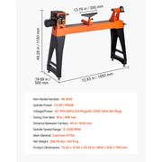 Bild in Galerie-Viewer laden, Amocart Woodworking Lathe 1.5 HP 16x40 in / 2 HP 18x40 in, 0-3200 RPM Variable Speed, for Medium to Large Projects Woodworking