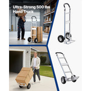 Charger l'image dans la visionneuse de galerie, Amocart 500LBS Hand Truck Dolly with Non-Slip Wheels & Tie-down Strap Aluminum Alloy Portable Trolley for Moving Home Warehouse