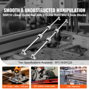 Charger l'image dans la visionneuse de galerie, Amocart SFC 2PCS Linear Guide Rails SFC16 SFC20 1000/2000mm & 4 Slide Blocks High Load-Bearing for DIY CNC Routers Lathes Mills
