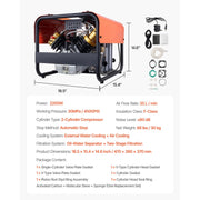 Charger l'image dans la visionneuse de galerie, Amocart PCP Air Compressor 4500PSI/30Mpa Diving Scuba Tank Double-Cylinder Auto Stop with External Water & Fan Cooling System