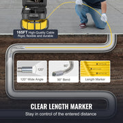 Bild in Galerie-Viewer laden, Amocart Sewer Camera 165ft/50m Self-Leveling Pipeline Inspection Camera with 9"1080P HD Screen with Lights-12LED for Duct Pipe