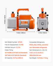Charger l'image dans la visionneuse de galerie, Amocart Vacuum Pump & Oil Bottle 3.5CFM/4CFM/5CFM 1-Stage or 6CFM 9CFM 2-Stage, R134a R22 R410a Systems Conditioner Maintenance
