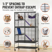 Charger l'image dans la visionneuse de galerie, Amocart 64.6" Rolling Metal Ferret Cage Large 4-Tier Critter Nation Cage Small Animal Cage for Rats Hamster Guinea Chinchilla