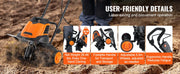 Load image into Gallery viewer, Amocart 12 Amp Electric Tiller 18" Tilling Width 3.94" Tilling Depth Corded Electric Tiller/Cultivator Steel Mn Tines Rototille