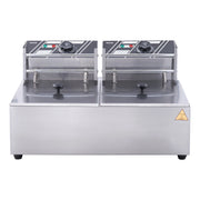 Bild in Galerie-Viewer laden, Amocart 12L Electric Deep Fryer w/Dual Removable Tanks Commercial Countertop Fryer for Chicken French Fries Frying Chips