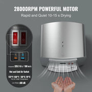 Charger l'image dans la visionneuse de galerie, Amocart Heavy Duty Commercial Hand Dryer 1400W Automatic High Speed Warm Wind Hand Blower Built-In Filter Sponge for Home