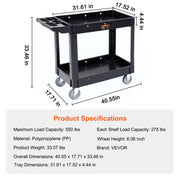 Charger l'image dans la visionneuse de galerie, with 360°Swivel Wheels Ergonomic Storage Handle for Warehouse/Garage/Cleaning Amocart 2/3 Shelf Utility Service Cart Heavy Duty