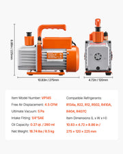 Load image into Gallery viewer, Amocart 3.5 CFM 4.5 CFM Vacuum Pump & Gauge Set, Single Stage Rotary Vane HVAC & Hoses for R134a R12 R22 R502a R410A R404 R407C