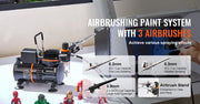 Load image into Gallery viewer, Amocart Airbrush Kit, Dual Fan Air Compressor Professional Airbrushing System Kit Airbrushes Mixing Wheel Cleaning Brush Set