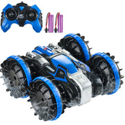 Charger l'image dans la visionneuse de galerie, Amocart Blue/Yellow Amphibious RC Car Boat 2.4GHz 12 km/h Electric Remote Control 360° Rotating Stunt Car Water Beach Pool Toys