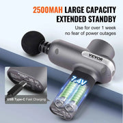 Load image into Gallery viewer, SucceBuy Mini Massage Gun Percussion Muscle Massage Gun for Athletes w/ 5 Speed Levels & 6 Massage Heads for Pain Relief Muscle