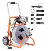 Charger l'image dans la visionneuse de galerie, Amocart Drain Cleaner Machine 75FT/100FT 1/2 Inch Auto Feed Sewer Snake Drain Auger with Wheels Portable Drain Cleaning Machine