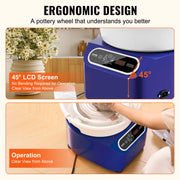 Charger l'image dans la visionneuse de galerie, Amocart Pottery Wheel 11 inch Pottery Forming 450W Electric Wheel for Pottery Direct Drive Ceramic Wheel for DIY Art Craft Blue