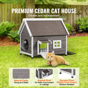 Bild in Galerie-Viewer laden, Amocart Outdoor Cat House 22"x30"x26" Weatherproof Feral Cat Shelter for Multiple Cats Outdoor Wooden Cat House with Side Door