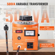 Charger l'image dans la visionneuse de galerie, SucceBuy 500VA-3000VA Auto Variable Voltage Transformer 4 Extra Fuse 110V Input 0-130V Output AC Voltage Regulator Power Supply