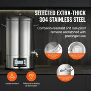 Bild in Galerie-Viewer laden, SucceBuy Electric Brewing System 8 GALLON Brewing Stock Pot All-in-One Home Beer Brewer 304 Stainless Steel Brewing Supplies