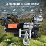 Charger l'image dans la visionneuse de galerie, Amocart 3000lbs ATV/UTV Electric Winch 12V DC Steel Rope Winch with 39ft Cable Roller Wired Remote Control for Towing Off-Road