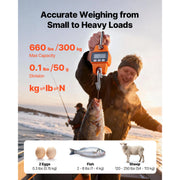 Bild in Galerie-Viewer laden, Amocart 660 lbs/300 kg Digital Crane Scale Portable Handheld Hanging Scale with LCD Display & Hook for Farm Hunting Fishing