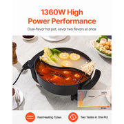 Load image into Gallery viewer, SucceBuy Electric Hot Pot 5 L Double-flavor Shabu Shabu Pot Non-Stick Electric Cooker with Divider Glass Lid for 6-10 People
