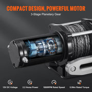 Charger l'image dans la visionneuse de galerie, Amocart 4500lbs ATV/UTV Electric Winch Nylon/Steel Rope Winch with Wireless/Wired Remote for Truck Car Towing Jeep Off-Road SUV