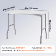 Load image into Gallery viewer, Amocart Folding Commercial Prep Table Commercial Worktable Workstation with Undershelf Folding Table for Home Kitchen