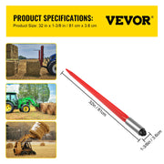 Load image into Gallery viewer, Amocart Hay Spear Bale Spear Capacity Spike Quick Attach Square Hay Red Coated Forks Hex Nut Sleeve for Bucket Tractor Loader
